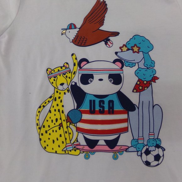 Cat & JackWhite Animals Tee M 7/8 - Picture 2 of 2